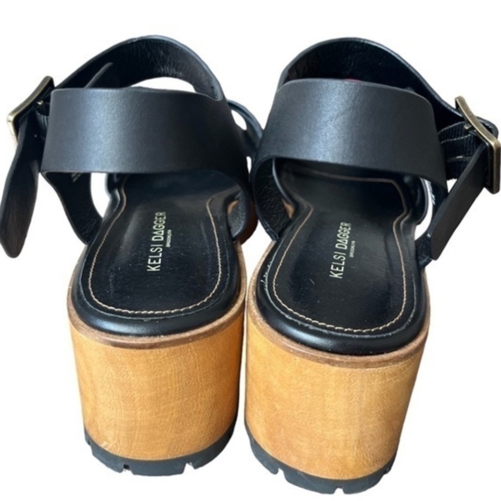 Anthropologie, Kelsey Dagger Webster Black Leather Platform, Clog Sandals - Picture 2 of 10